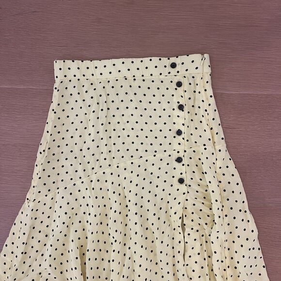 Women's Zara Polkadot Yellow Midi Skirt - Picture 2 of 6